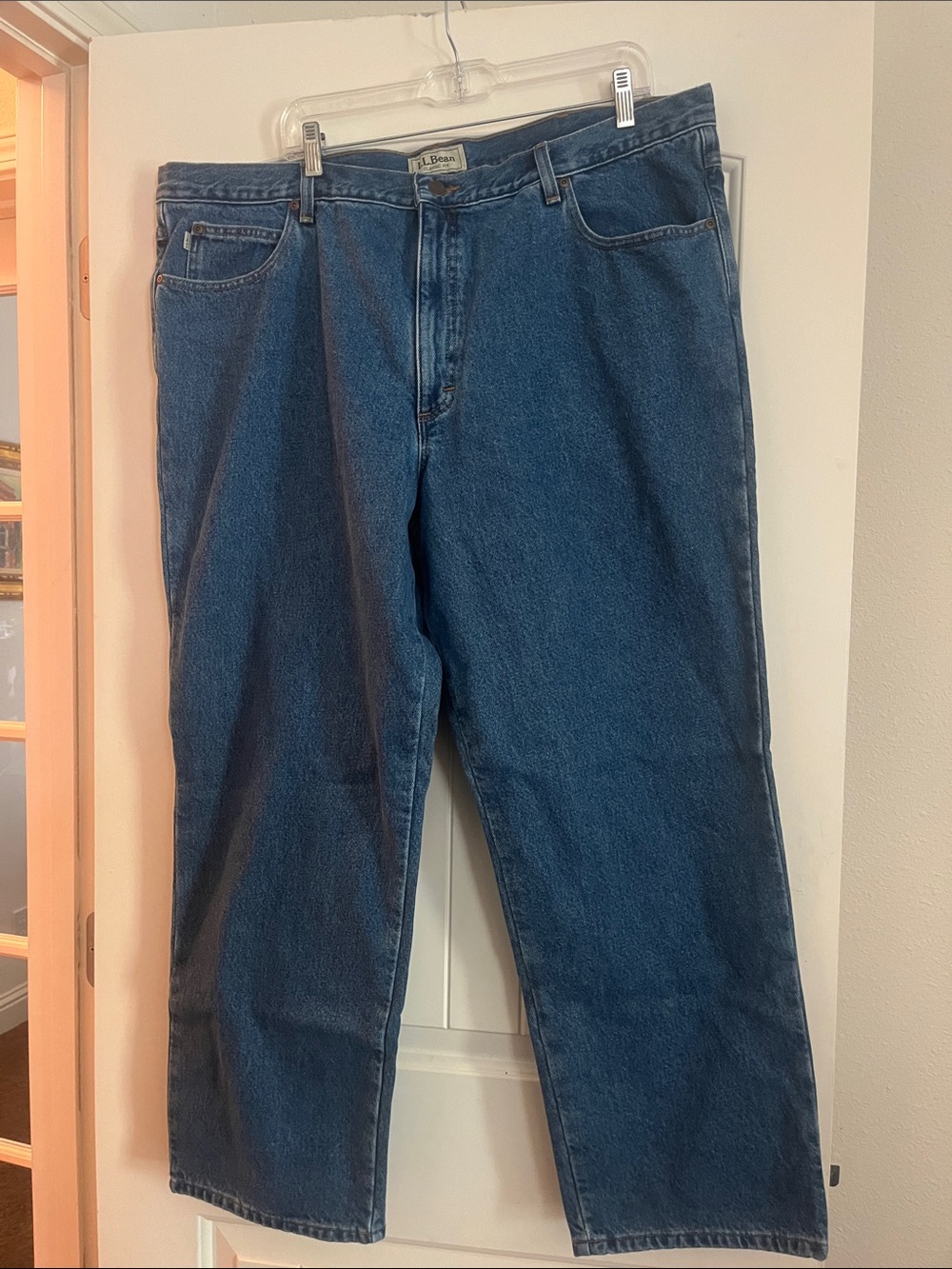 L.L. Bean Men's Straight-Leg Jeans in Medium Dark Wash Denim